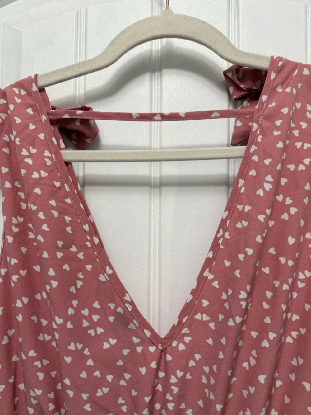 Shein Curve Pink Polka Dot Hearts Sleeveless  Mini Dress W/ Ties 2XL (34-4) - Picture 11 of 13